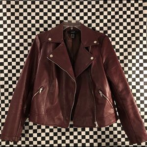 maroon faux leather forever 21 jacket